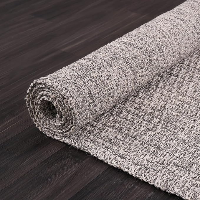 Easy Jute Rug 5x7 Indoor Outdoor Natural Rugs Solid Fiber Rug Woven Area Rug Boho Easy Clean Inside Carpet for Living Room Bedroom Dining Room Hallway or Outdoor Patio Porch (5 X 7 Silver)