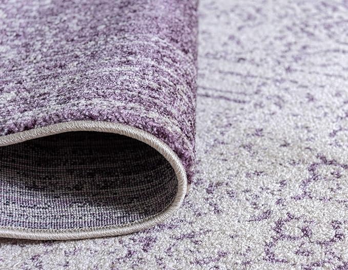Unique Loom Del Mar Collection Area Rug - Jennifer (4' 1" x 6' 1" Rectangle, Purple/ Ivory)