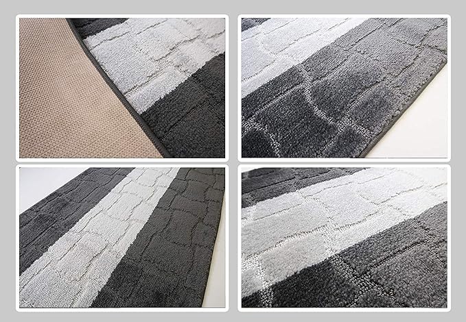 Custom Length Hallway Runner Rug,Slip Resistant,Puzzle Anthracite, 26 Inch X 14 feet, Sold and Priced Per Foot
