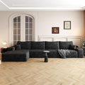 136" Sectional Couches for Living Room Modern Modular Sofa with L-Shape Couchs Upholstered Boneless Couch Deep Seat Sectional Couch with Chaise (Black, Left Facing Chaise+3Seaters)