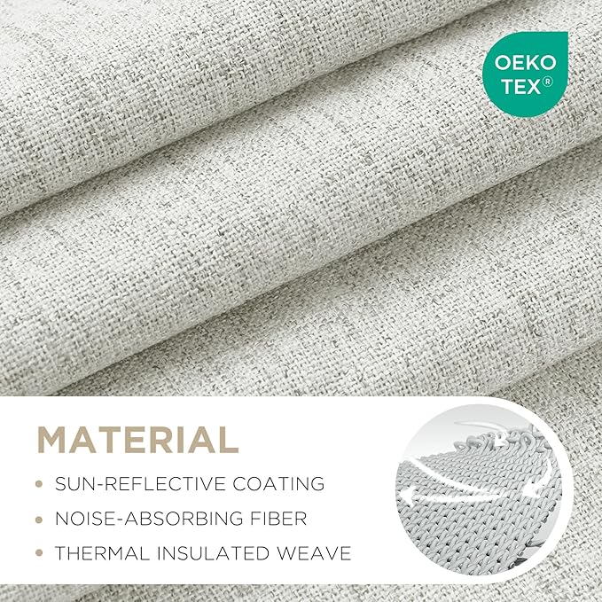 Joydeco Blackout Curtains for Bedroom - 100% Light Blocking 2 Panels Set White Drapes 42" W x 84" L, Thermal Insulated Room Darkening Curtains, Linen Textured for Living Room, Rod Pocket & Back Tabs