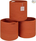 voten Storage Cubes Baskets Bins Organizer 11x11x11'' Fit 12x12''Cube Bookcases Shelf,Durable Woven Cotton Storage Basket for Organizing,Round 3Pack Brick Red