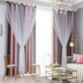 Star Curtains Blackout Curtains for Bedroom Cute Curtains Kids Curtains Rainbow Curtains, Curtains 96 Inches Long 2 Panels, Pink & Grey Curtains, 42 X 96 Inches