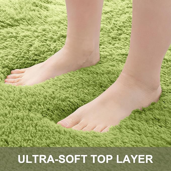 OLANLY 6x9 Machine Washable Large Area Rugs for Living Room, Bedroom, Soft Fluffy Shaggy Bedside Rug, Indoor Floor Carpet for Kids Girls and Boys, Dorms, Nursery, Home Decor Aesthetic, Grass Green