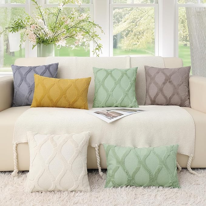 decorUhome Spring Throw Pillow Covers 12x20 Inch Set of 2, Soft Plush Faux Fur Wool Lumbar Light Pink Couch Pillow Covers, Decorative Neutral Pillow Cases for Bed Sofa Living Room Home Decor