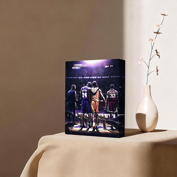 Kobe Bryant Legacy Canvas Wall Art Print Poster, Iconic Inspirational Sports Picture Artwork, Motivational Mamba Mentality Painting Wall Decor for Office Gym Home Living Room Bedroom, Framed 20x24inch