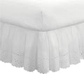 Fresh Ideas Eyelet Bed Skirt, Ruffled Design, 18 Inch Drop, Embroidered Scalloped Edge, California King, White