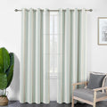 DriftAway Farmhouse Vertical Striped Linen Blend Textured Light Filtering Semi Sheer Curtains for Living Room Bedroom 84 Inches Long Drapes 2 Panels Broad Striped Green