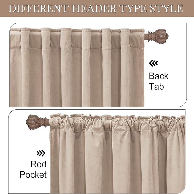 RYB HOME Velvet Closet Curtains 84 inches, Room Darkening Thermal Insulated Privacy Back Tab Drapes for Doorway Enterway, Dormitory, Blush, W 42 x L 84 inches, 2 Panels Set