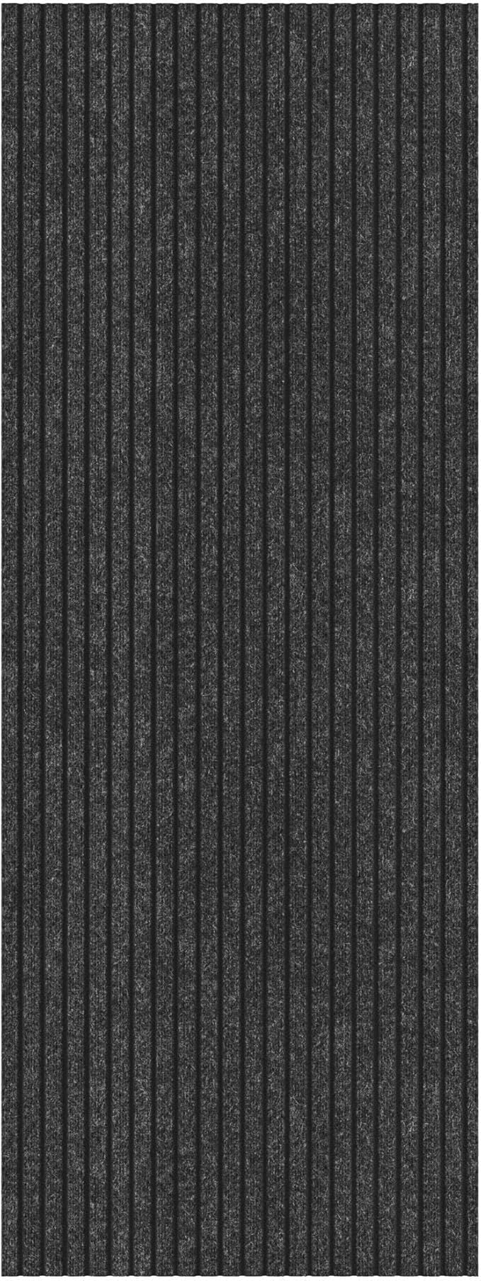 Ottomanson 2' x 12' Hallway Runner with Scraper Pile Extra Durable Non-Slip Rug Mat for Indoor & Outdoor Use - Ideal for Kitchen, Entryway, Patio & Garage - High-Traffic Carpet, Black