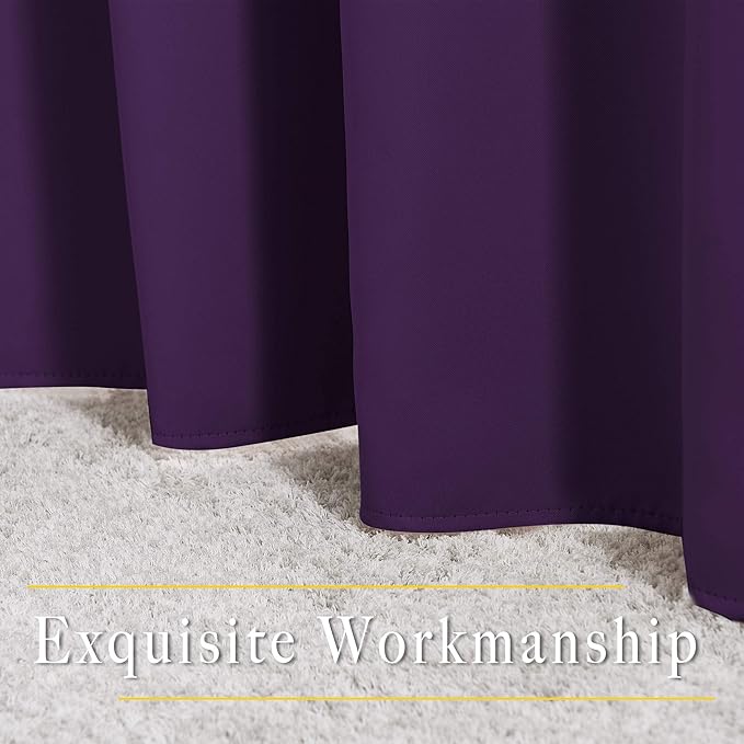 NICETOWN Royal Purple Room Darkening 102 inch Curtains, Grommet Thermal Curtains Weighted Window Treatments for Living Room/Farmhouse, W46 x L102, 2 Panels