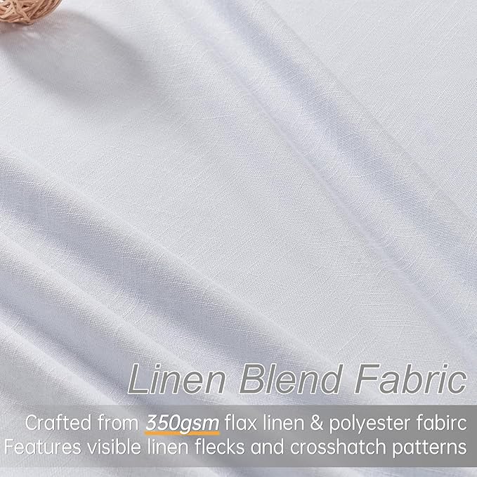 Topfinel White Pinch Pleated Curtains 96 Inch Long, 100% Blackout Thermal Insulated Natural Linen Pinch Pleat Viral Ivory Drapes with Hooks Rings 2 Panel Sets, 8FT Back Tab Window Curtains