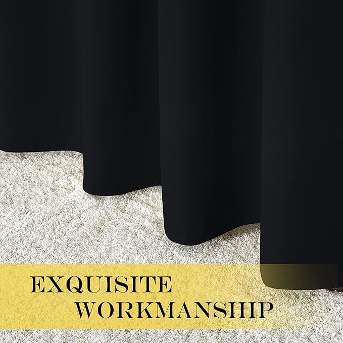 NICETOWN Window Curtain Blackout Blinds - Black Energy Saving Blackout Drapery for Bedroom/Living Room (1 Panel, 52 inches Wide by 45 inches Long)