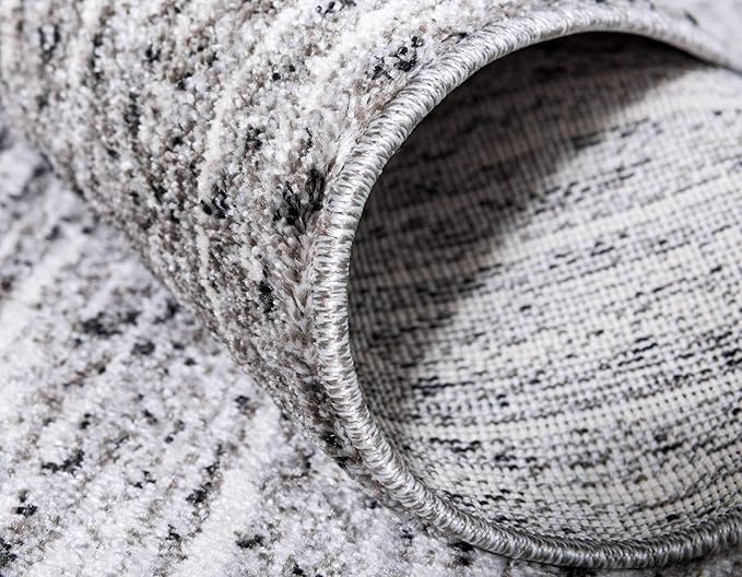 Unique Loom Del Mar Collection Area Rug - Jennifer (6' 1" Round, Gray/ Black)