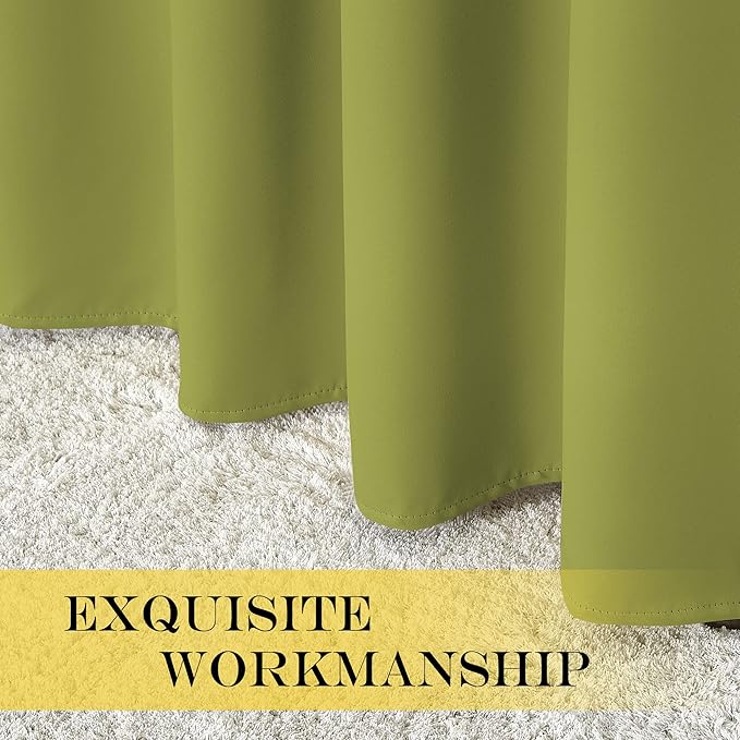 NICETOWN Fresh Green Blackout Curtains 72 inches Long, Grommet Privacy Window Treatment Thermal Insulated Room Darkening Sliding Glass Door Drape for Bedroom Living Room, 1 Panel, W100 x L72