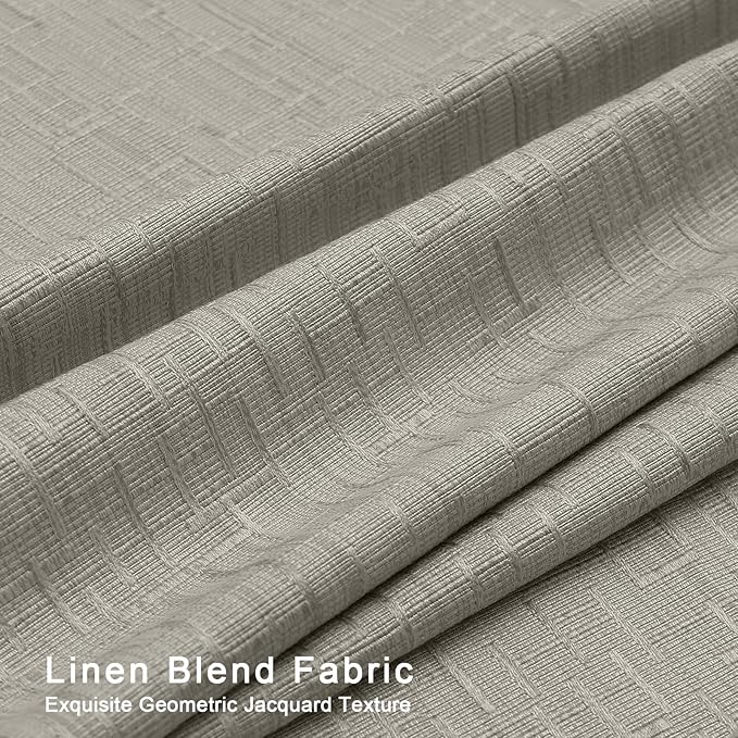 Jacquard Linen Curtains 63 inch Length 2 Panels Thick Faux Linen Blended Window Drapes Burlap Textured Curtains with Grommet for Living Room Bedroom Farmhouse (42x63 Light Khaki) Natural