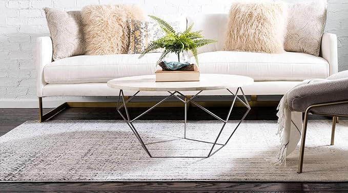 Unique Loom Del Mar Collection Area Rug - Jennifer (9' x 12' 2" Rectangle, Gray/ Black)