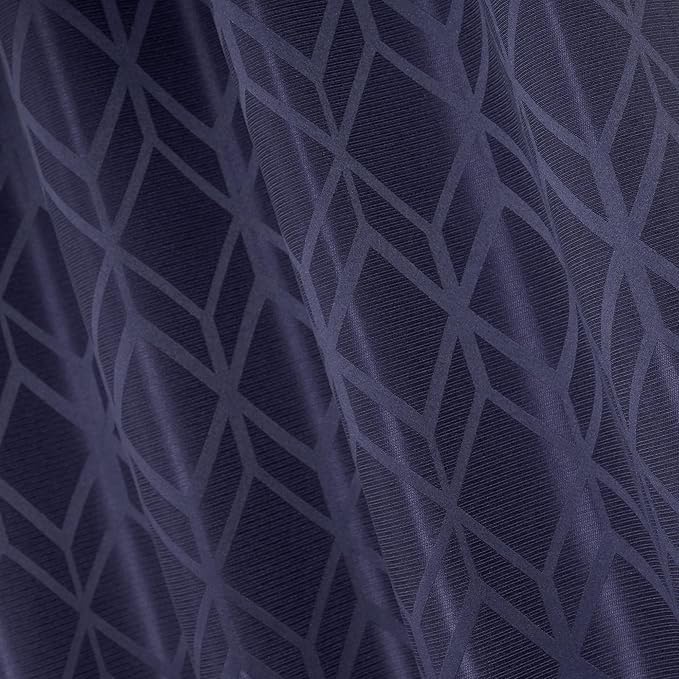 Amazon Basics Jacquard 2-Piece 100% Blackout Curtains, Living Room and Bedroom Drapes, Thermal Insulated Window Treatment, 52"x63", Dark Blue