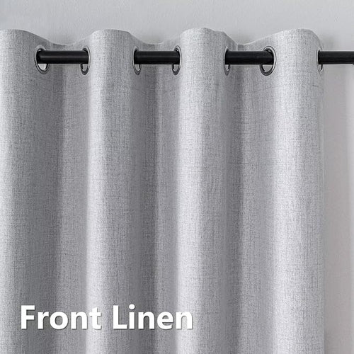 100% Blackout Curtains 84 Inch Length 2 Panels Set, Black Out Curtains for Living Room, Greyish White Thermal Insulated Grommet Drapes Bedroom Luxury Decor Privacy(37W × 84L inch, Greyish White)
