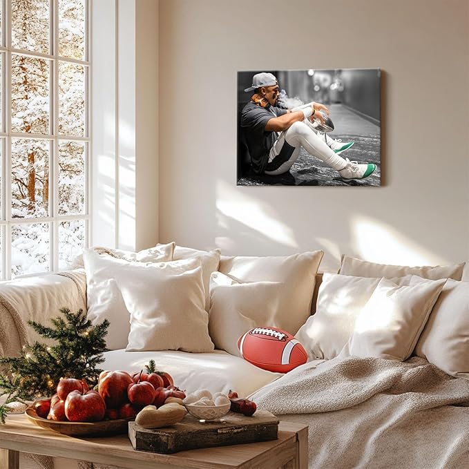 B.B.F MAKE 2025 Super Canvas Bowl Wall Art Champions Eagles Poster Print Philadelphia Hurts Painting Canvas Wall Decor Sports Star Picture Modern Bedroom Living Room Home Decoration, Framed 24x30inch