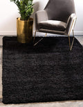 Unique Loom Solid Shag Collection Area Rug (9' x 12' Rectangle, Jet Black)
