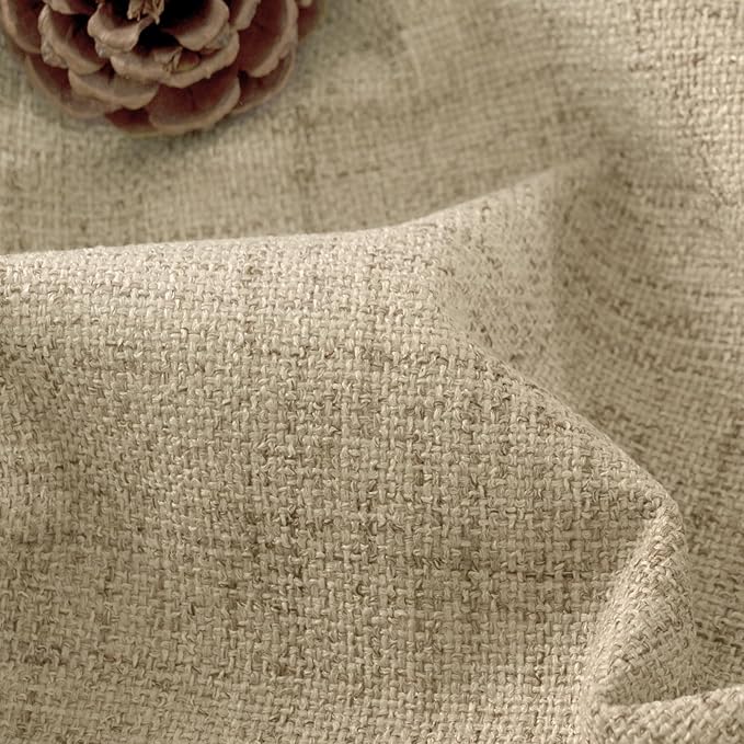 40 Inch Length Linen Blackout Curtains for Short Cafe Window, Thermal Insulated Light Blocking Soundproof Privacy Burlap Curtains 2 Panels, Each 38 Inch Wide Burlap