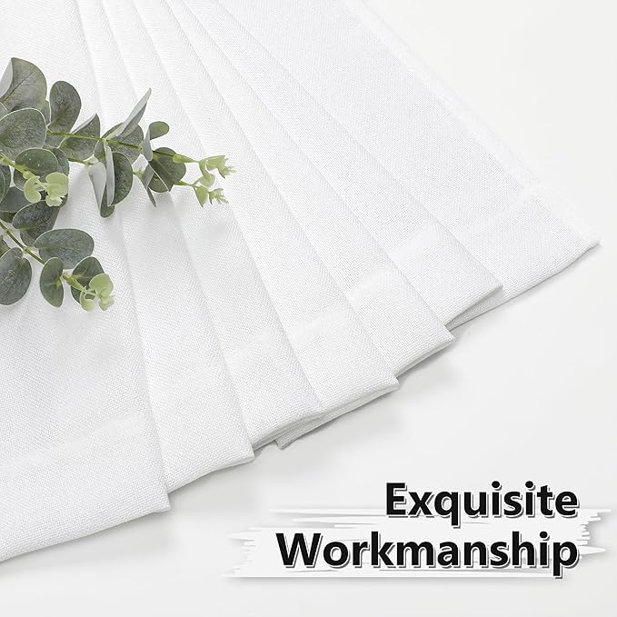 Tollpiz Linen Tier Curtains Rod Pocket Semi Sheer Short Kitchen Curtain Half Burlap Light Filtering Thick Linen Drape for Bathroom, 30 x 30 inches Long, White, Set of 2 Panels