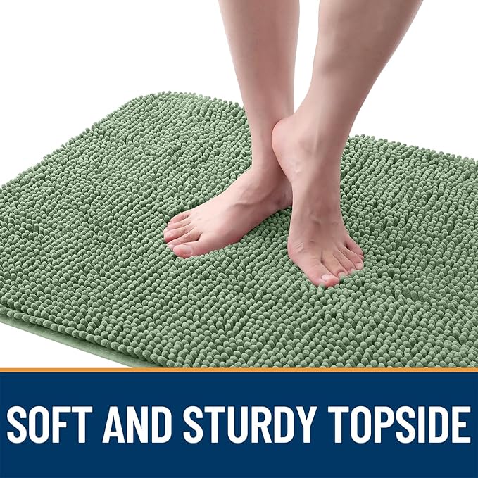 OLANLY Dog Door Mat for Muddy Paws 44x32, Absorbs Moisture and Dirt, Absorbent Non-Slip Washable Doormat, Quick Dry Chenille Mud Mat, Entry Indoor Entryway Carpet for Inside Floor, Olive Green