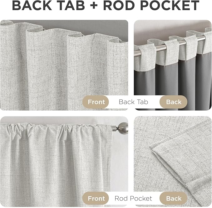 Joydeco Linen Blackout Curtains for Bedroom - 100% Light Blocking 1 Panels, White Drapes 100" W x 90" L, Thermal Insulated Room Darkening Curtains for Living Room, Rod Pocket & Back Tabs