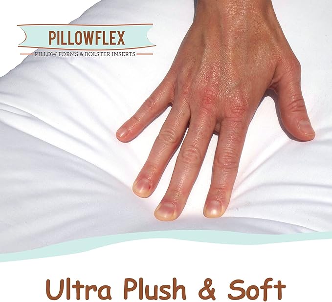 Pillowflex Synthetic Down Pillow Insert - 12x24 Down Alternative Pillow, Ultra Soft, Large Rectangle, Lumbar, Travel, Neck, Sleeping Pillow - 1 Decorative Pillow Form