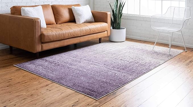 Unique Loom Del Mar Collection Area Rug - Jennifer (5' 3" x 8' Rectangle, Purple/ Ivory)
