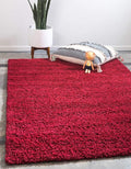 Unique Loom Solid Shag Collection Area Rug (6' 1" x 9' Rectangle, Cherry Red)