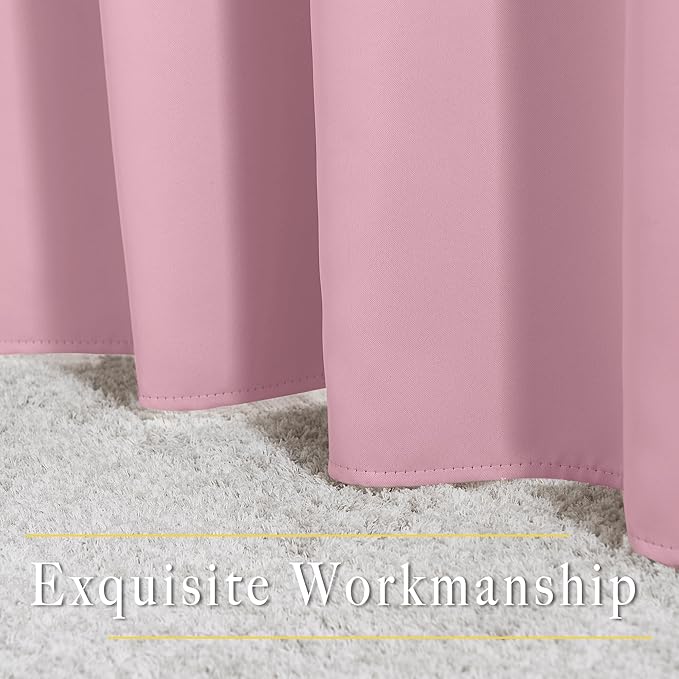 NICETOWN Crystal Pink Blackout Curtains 102 inch Length, Grommet Energy Saving Thermal Drapes Sound Reducing Heat Blocking Window Treatments for Living Room, 2 Panels, W52 x L102