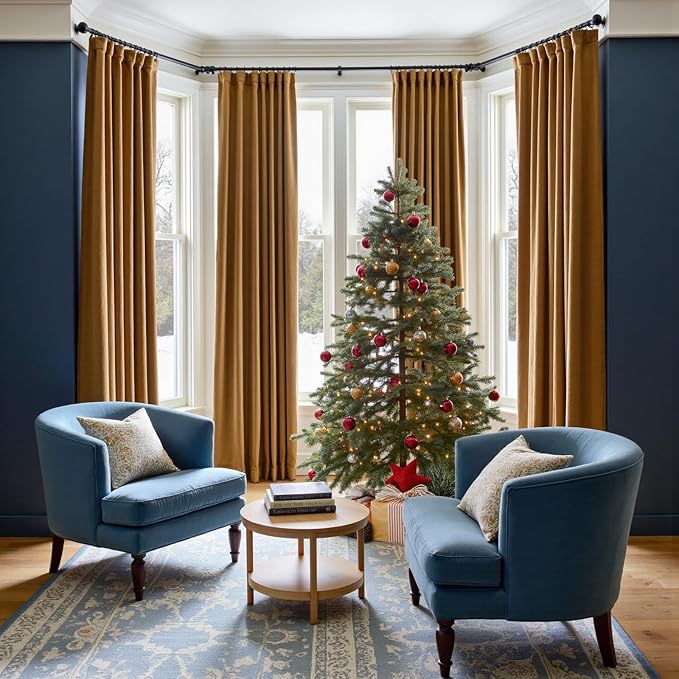 Lazzzy Velvet Blackout Curtains Thermal Insulated Room Window Drapes Super Soft Luxury Curtains for Living Room Bedroom Rod Pocket 2 Panels, Gold Brown, 62" W x 120" L
