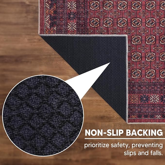 Keen Home Design 2x12 Rug - Machine Washable Runner with Non-Slip Backing, Ideal for Hallway, Entryway, Kitchen, Laundry Room - Vintage, Easy Clean, Durable, Low Pile Rug - (2'6" x 12')