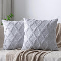 Set of 2 Soft Moroccan Throw Pillow Covers 22x22 Inch Plush Boho Decorative Pillow Cover Accent Cushion Case for Couch Sofa Bed, Grey