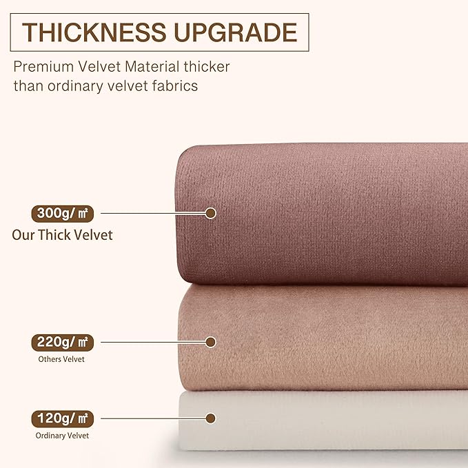 StangH Beige Curtains for Kids Bedroom Super Soft Smooth Velvet Light Dimming Window Drapes Rod Pocket Elegant Decoration for French Door/Hallway, W42 x L84, 2 Panels