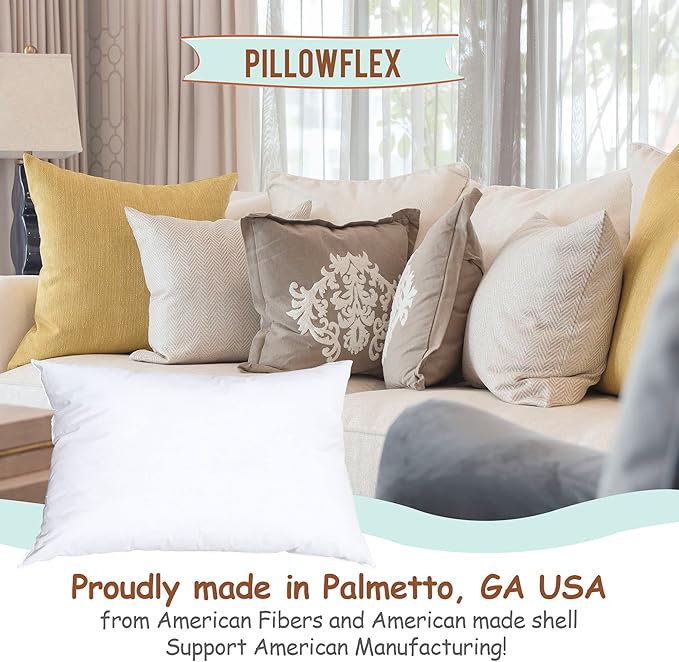 Pillowflex Synthetic Down Pillow Insert - 22x38 Down Alternative Pillow, Ultra Soft Oversized King Bed Sleeping Pillow, Large Rectangle Sham - 1 Decorative Pillow Form