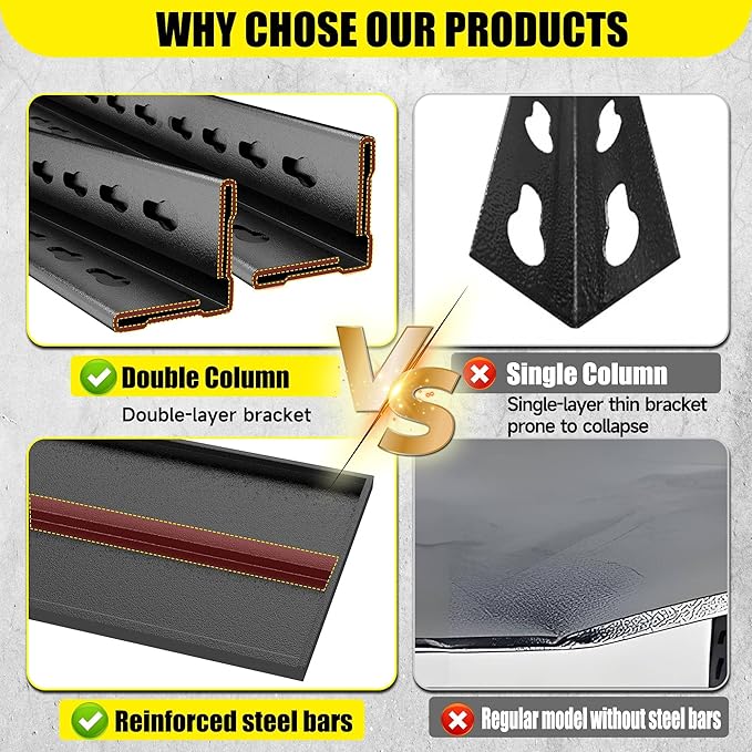 Storage Shelves, Garage Metal Shelving Unit, Adjustable, Double-Layer Column with Reinforced Ribs, Heavy-Duty, Capable of Bearing 600-3600 lbs (Black, 24 * 14 * 54, 4-Tier)