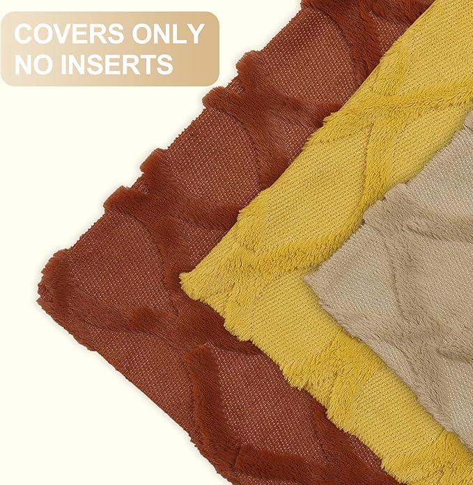 decorUhome Spring Throw Pillow Covers 12x20 Inch Set of 2, Soft Plush Faux Fur Wool Lumbar Mustard Yellow Couch Pillow Covers, Decorative Neutral Pillow Cases for Bed Sofa Living Room Home Decor