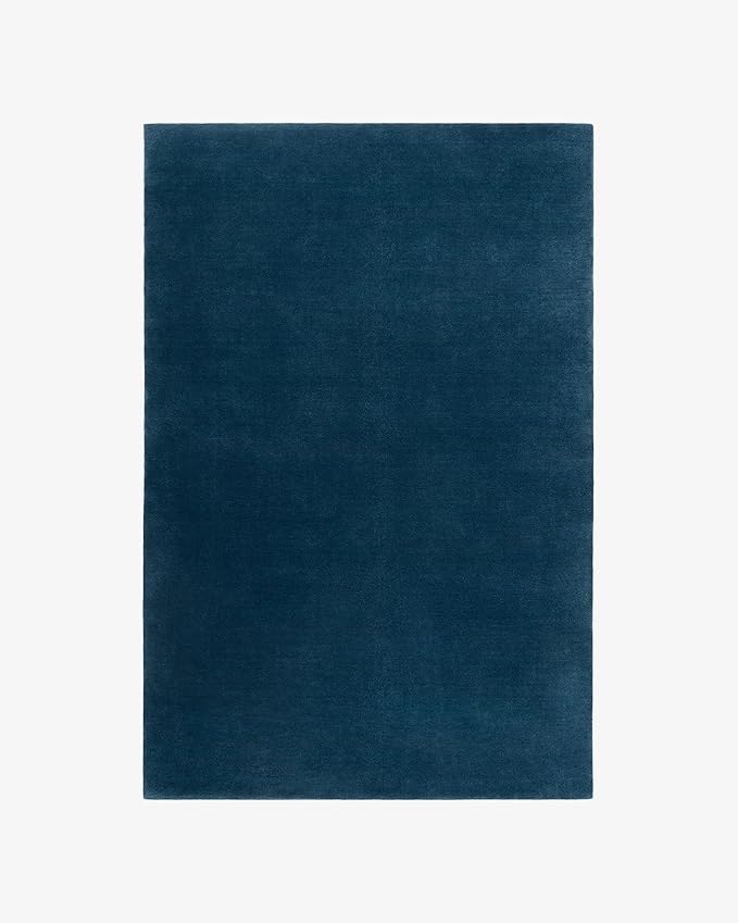Hand-Tufted Wool Round Area Rug – Soft Premium Wool Carpet for Living Room, Bedroom & Home Décor – 4X4 ft| Deep Blue – Durable, Non-Slip Backing, Handcrafted Rug