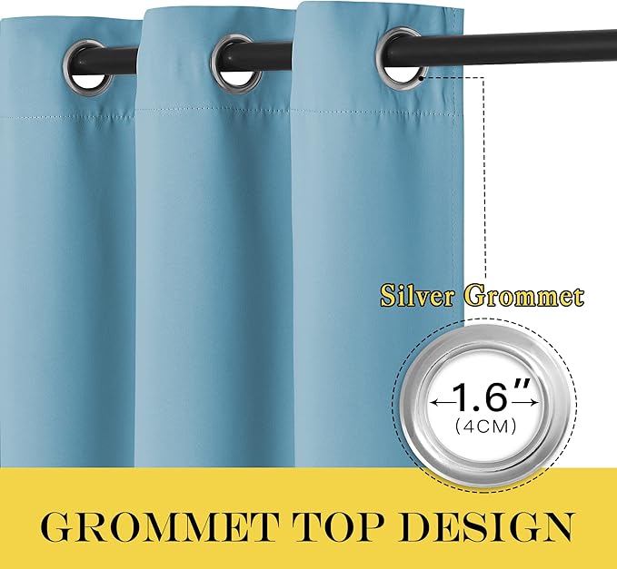 NICETOWN Sliding Door Window Treatment Blackout Patio Door Curtain Panels, Privacy Thermal Drapes for Bedroom Living Room Department with Grommet Top (Teal Blue, W66 x L110)