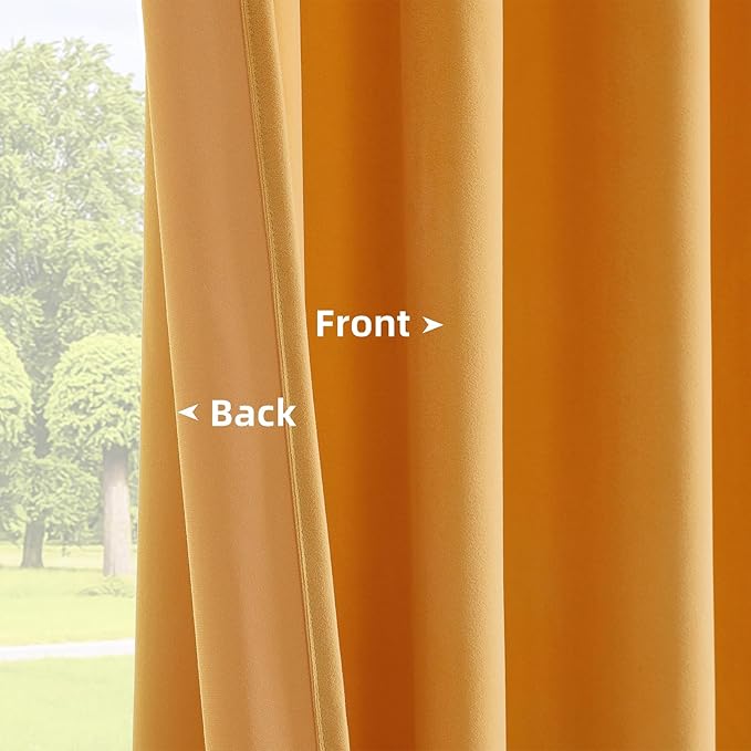 Joydeco Customized Curtains, Super Soft Velvet Curtains for Bedroom and Living Room, Heavy Duty Luxury Thermal Insulated Golden Yellow Velvet Curtains Rod Pocket 1 Panel, Custom Size