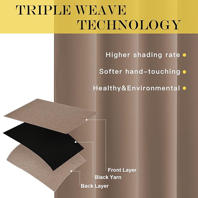 NICETOWN Patio Blackout Curtain Panels - Extra Wide Sliding Door Thermal Insulated Drape, Privacy Room Divider Curtain for Bedroom Office (Cappuccino, 66 x 118 Inch Long)