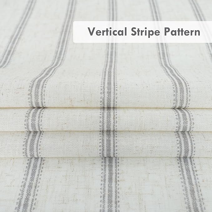 DriftAway Farmhouse Vertical Striped Linen Blend Textured Light Filtering Semi Sheer Curtains for Living Room Bedroom 102 Inches Long Drapes 2 Panels