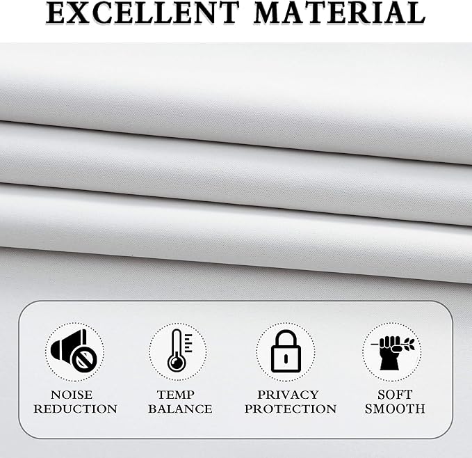 DONREN 72 Inch Room Darkening Curtain Panels - Thermal Insulated Rod Pocket Curtains for Living Room (Greyish White,2 Panels)