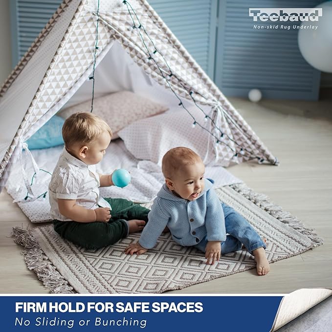 2' x 8' Non-Slip Rug Pad, Reversible Gripper, Non Skid Pads for Hardwood, Vinyl, Tile, Laminate Floors, Keep Area Rugs Secure, Natural Materials Safe for Indoor Flooring, ¼” Thick