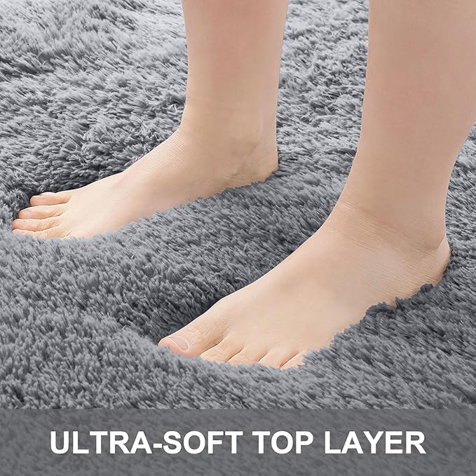 OLANLY 6x9 Machine Washable Large Area Rugs for Living Room, Bedroom, Soft Fluffy Shaggy Bedside Rug, Indoor Floor Carpet for Kids Girls and Boys, Dorms, Nursery, Home Decor Aesthetic, Light Grey