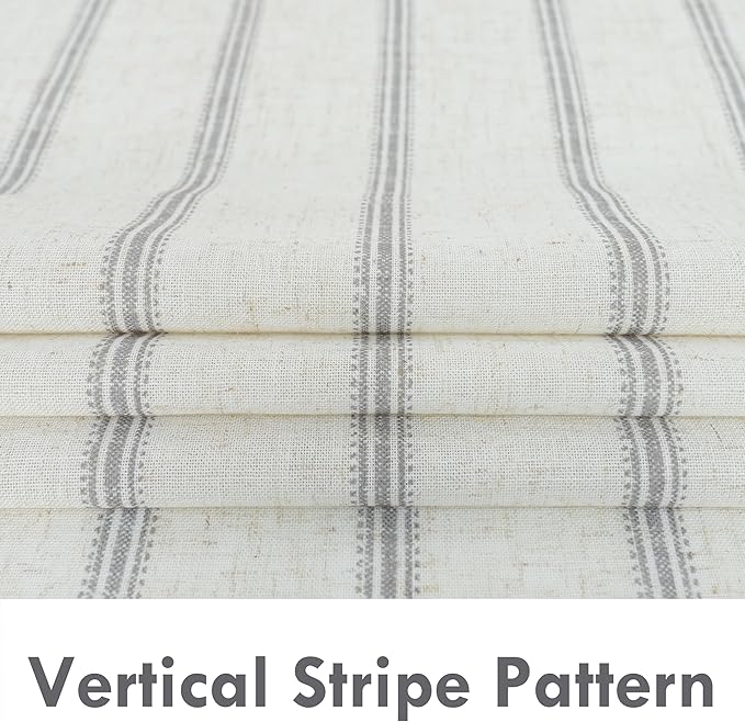 DriftAway Farmhouse Vertical Striped Linen Blend Textured Light Filtering Semi Sheer Curtains for Living Room Bedroom 96 Inches Long Drapes 2 Panels