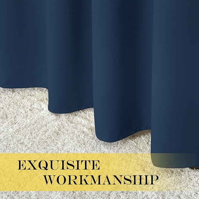 NICETOWN Privacy Room Divider Curtain Thermal Blackout Curtain for Patio Door, Living Room, Bedroom Partition and Shared Office Space, 1 Grommet Panel, Moroccan Blue, 100 inch x 108 inch Long